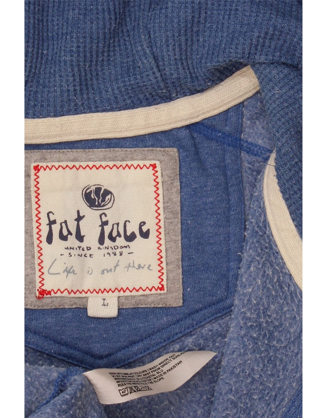 Suéter masculino com capuz e zíper Fat Face grande algodão azul
