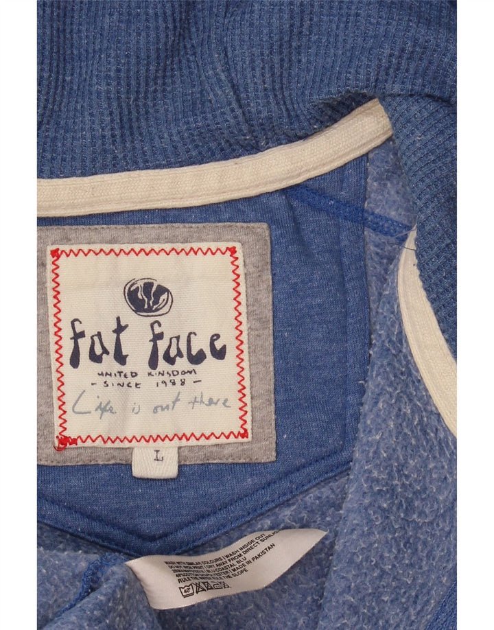 Suéter masculino com capuz e zíper Fat Face grande algodão azul
