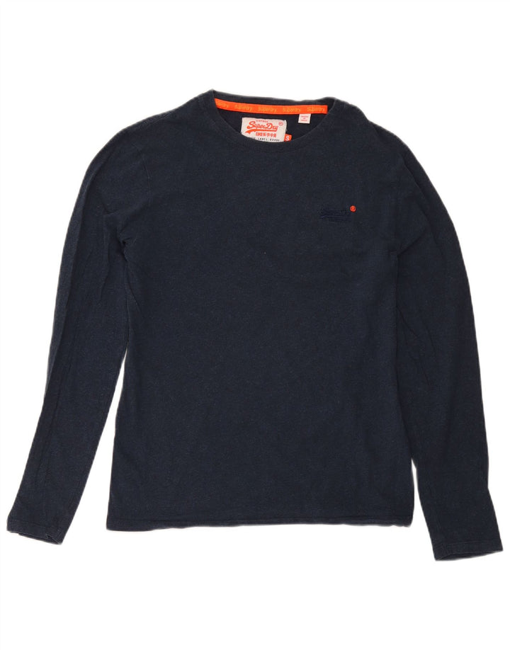 Top masculino Superdry manga comprida pequeno algodão azul marinho