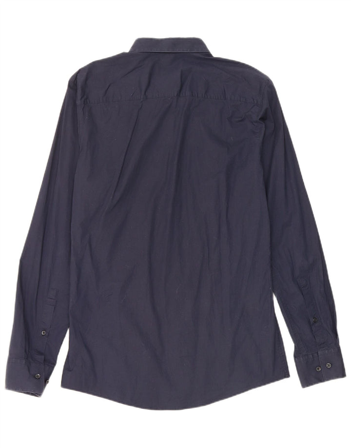 Camisa Slim Fit Masculina Hugo Boss Pequena Azul Marinho Algodão