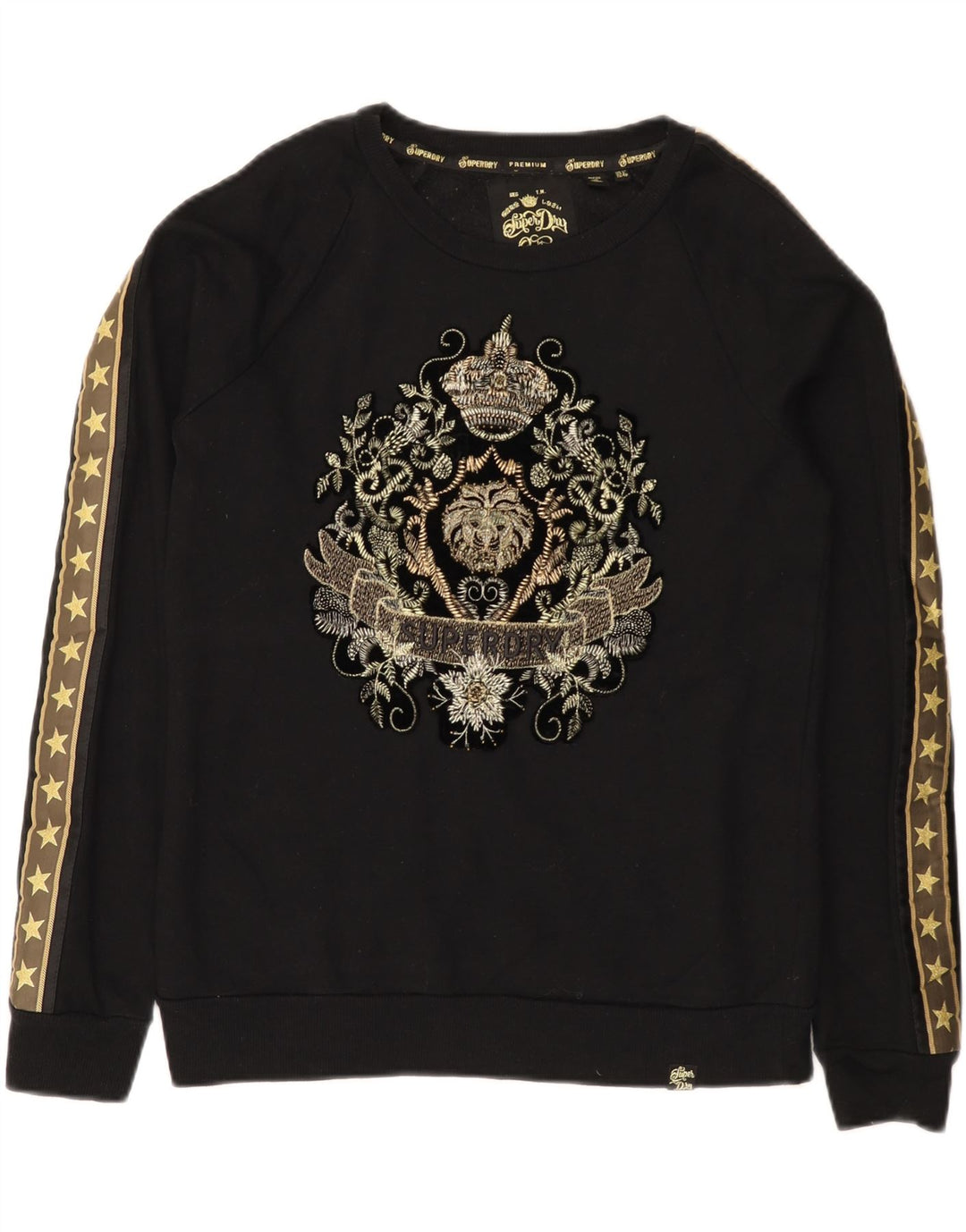 Suéter gráfico feminino Superdry UK 12 algodão preto médio