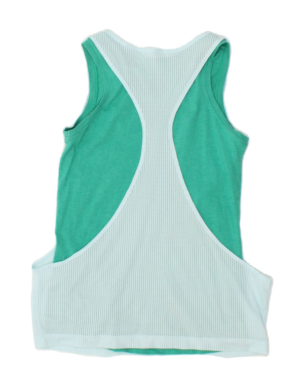 Adidas Womens Climalite Vest Top UK 8/10 Pequeno Verde Colourblock Algodão