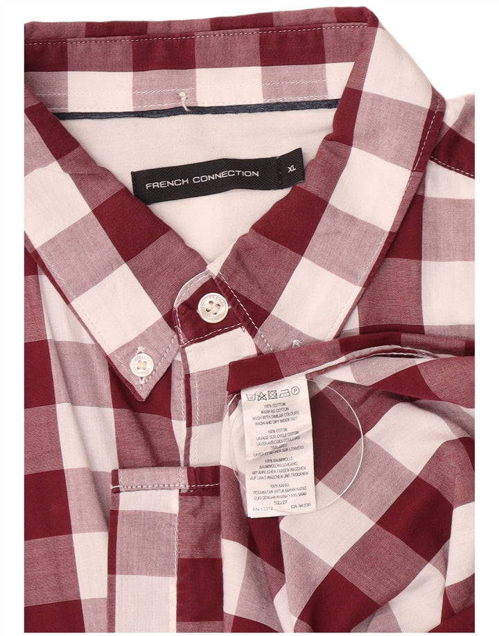 Camisa masculina French Connection XL Borgonha Gingham Algodão