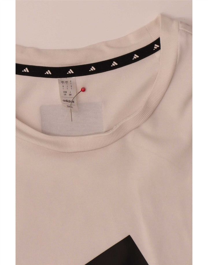 Adidas Mens Graphic T-Shirt Top Grande Algodão Branco