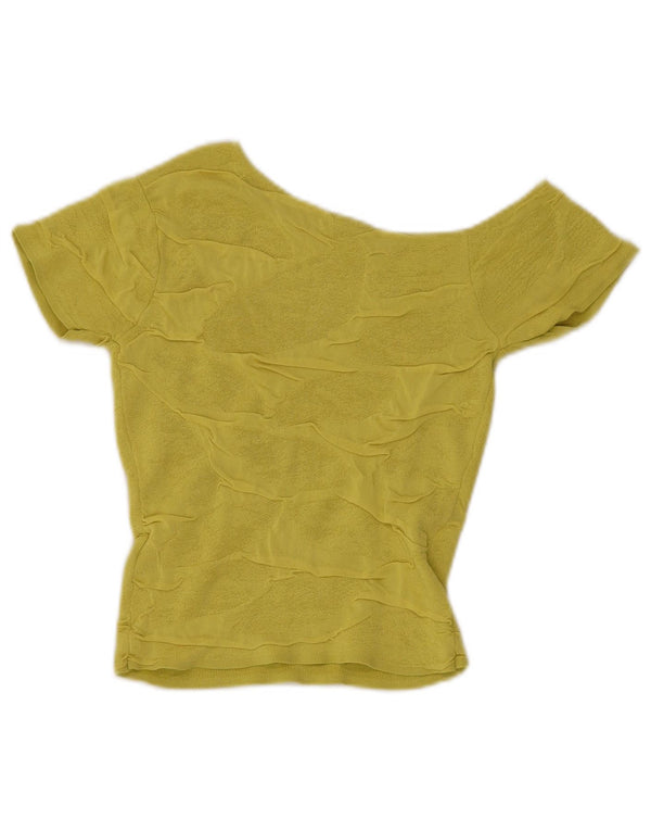 Zara Womens Crop Knit Top de um ombro UK 8 Small Green Viscose