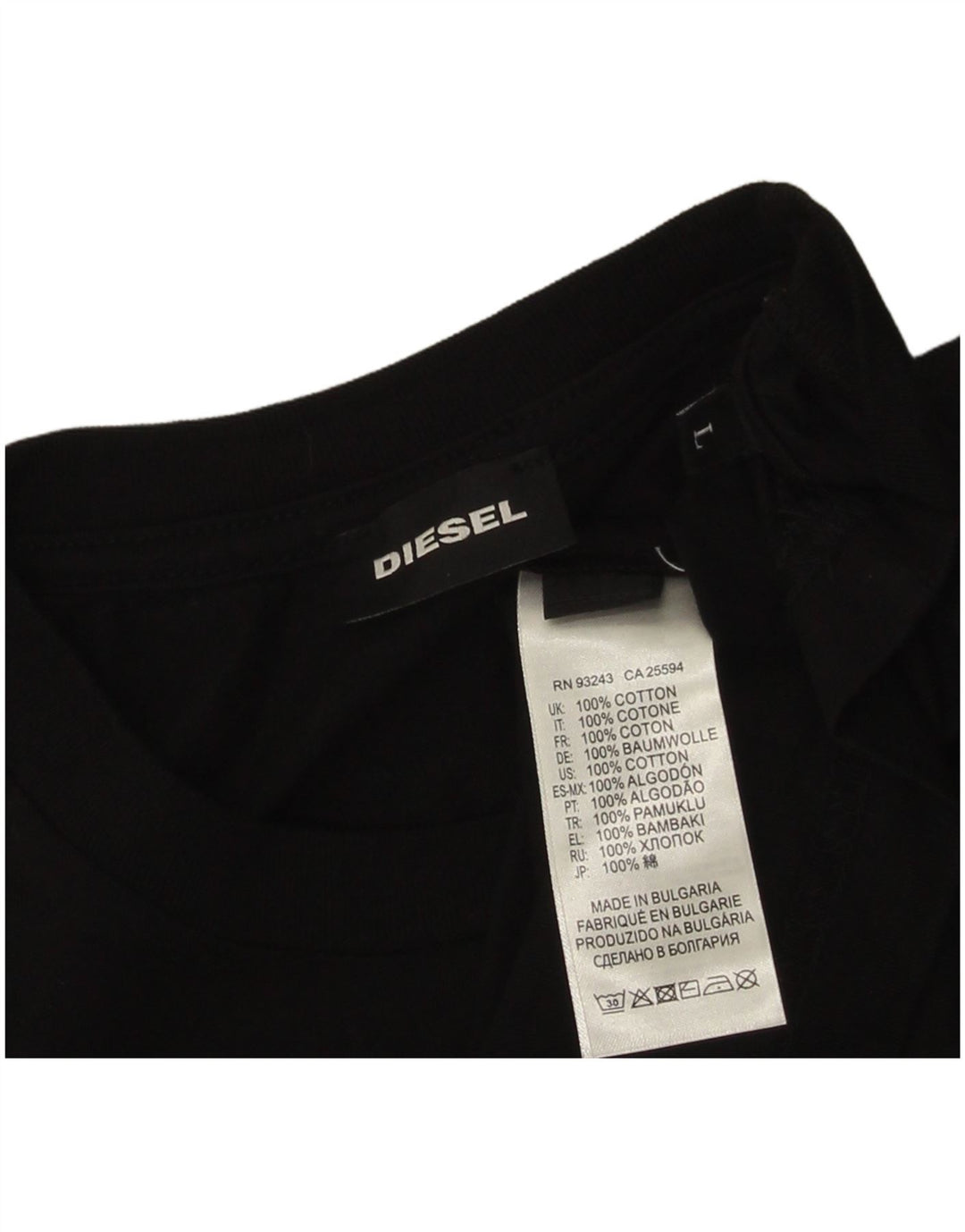 Diesel Camiseta masculina gráfica Top grande de algodão preto