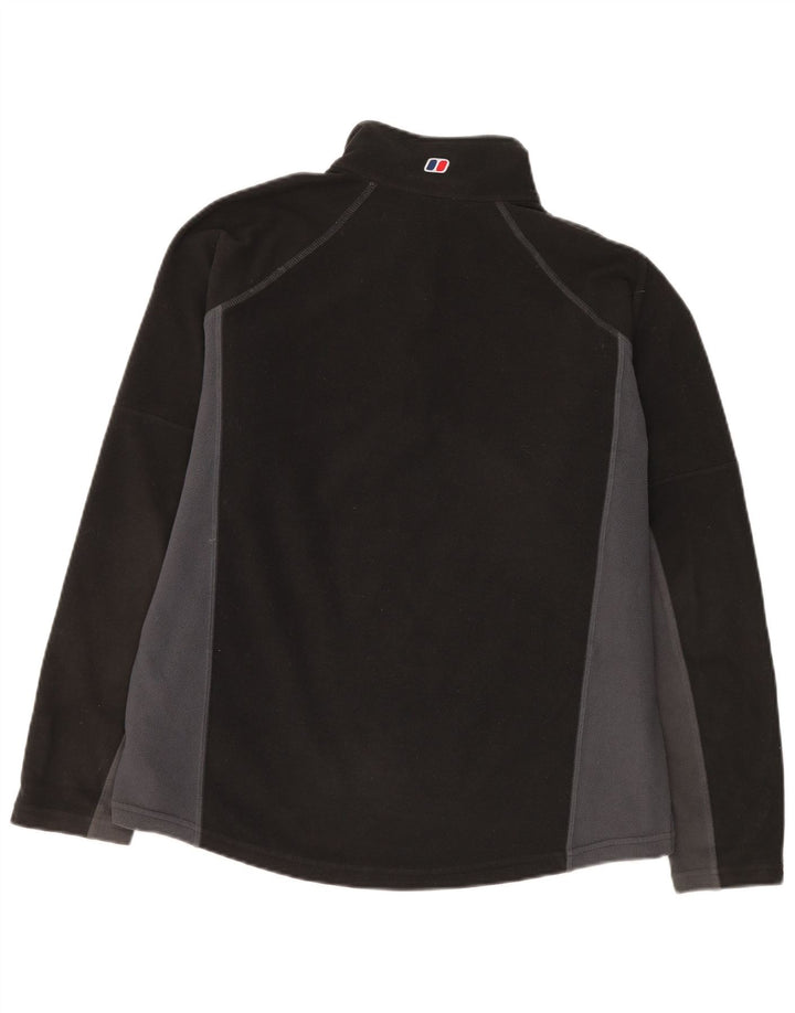 Suéter de lã masculino BERGHAUS com gola e zíper, grande, preto, colorido, poliéster