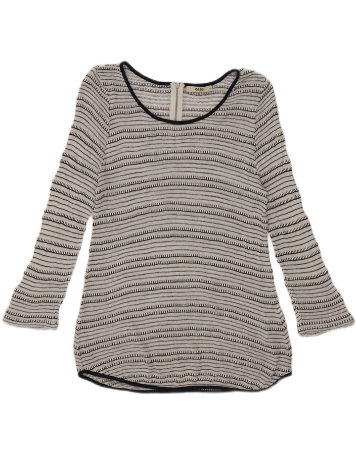 Túnica feminina Oasis manga 3/4 Reino Unido 12 viscose listrada branca média
