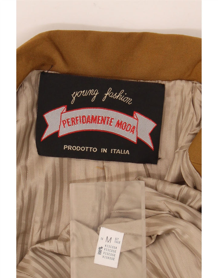 Jaqueta Blazer Vintage Feminina com 3 Botões Reino Unido 14 Viscose Bege Médio