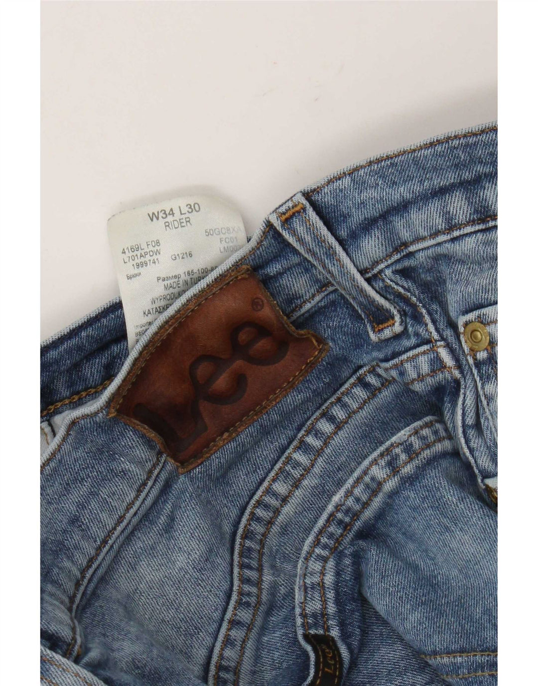 Lee Mens Rider Straight Jeans W34 L26 Azul Algodão