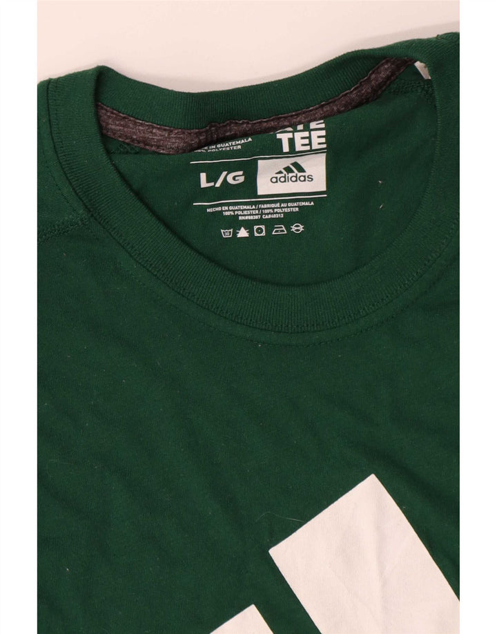 Adidas Mens Climalite Graphic Top Manga Longa Grande Algodão Verde