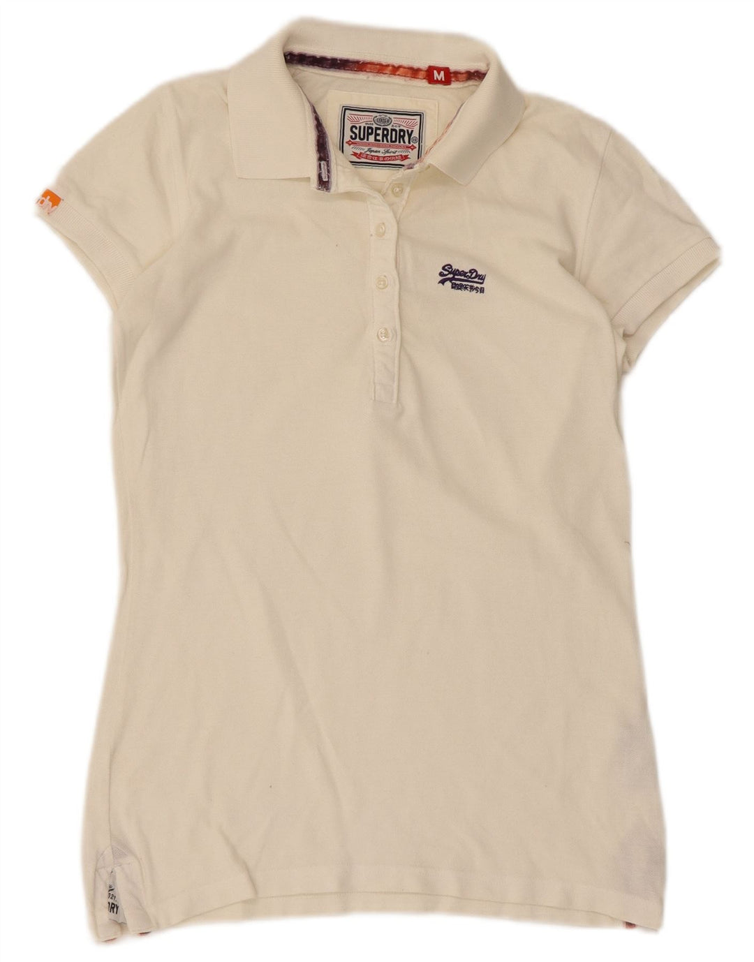 Camisa polo feminina Superdry UK 12 médio off white algodão