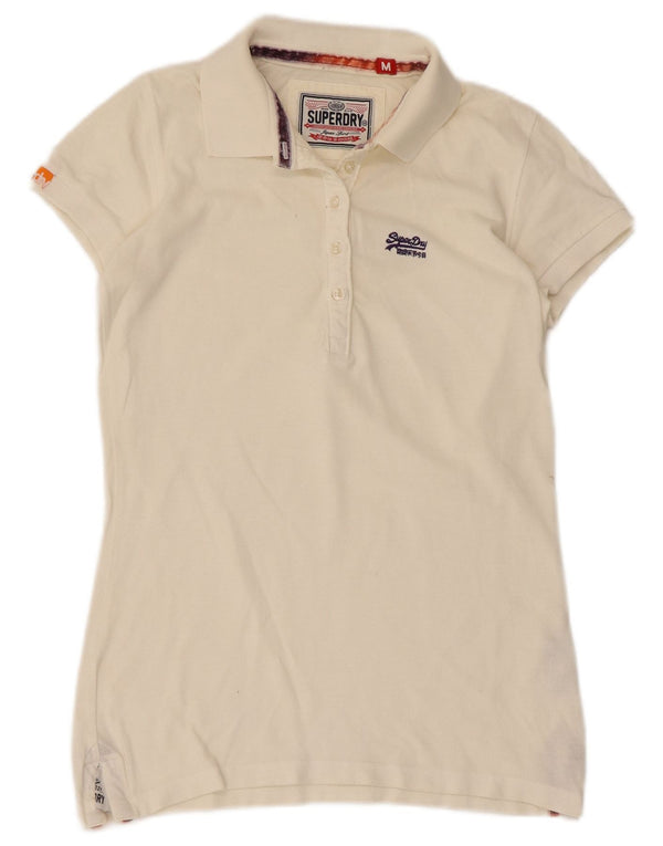 Camisa polo feminina Superdry UK 12 médio off white algodão