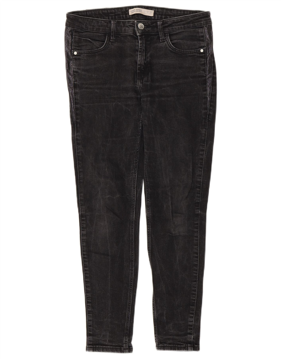 Zara Jeans Slim Feminino EU 38 Pequeno W28 L27 Cinza