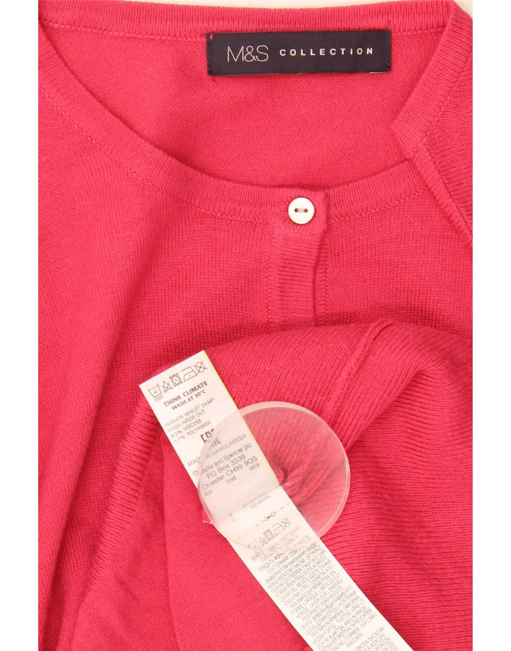 Suéter cardigã feminino Marks & Spencer UK 8 pequeno viscose rosa