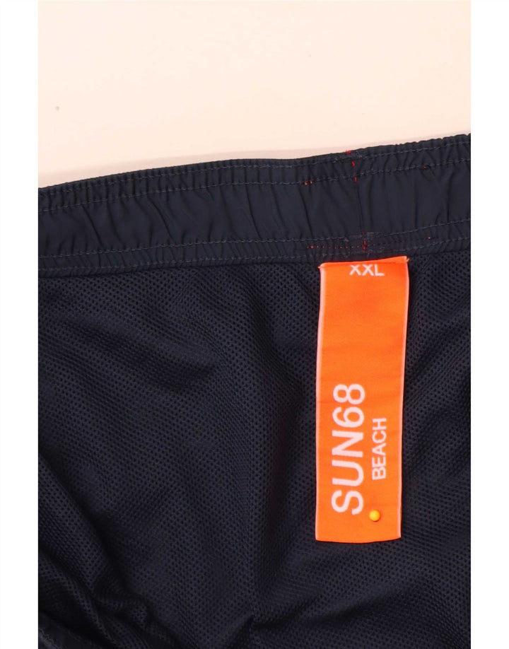 Sun68 Shorts de natação masculino 2XL poliéster azul marinho