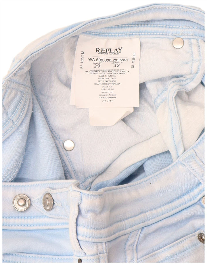Replay Jeans Slim Feminino W29 L32 Azul Algodão
