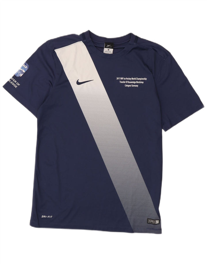 Camiseta Nike Masculina Dri Fit Graphic Top Médio Azul Marinho Colourblock