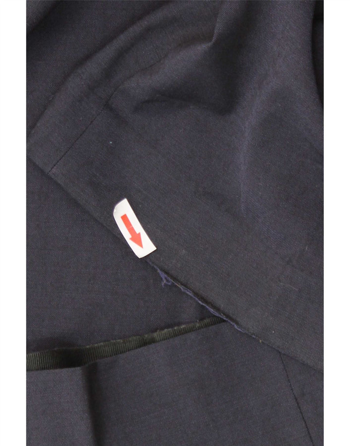 Calça masculina de ajuste regular Marks & Spencer W44 L31 lã azul marinho