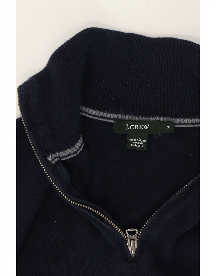 Suéter masculino J. Crew com zíper e gola em algodão azul marinho médio