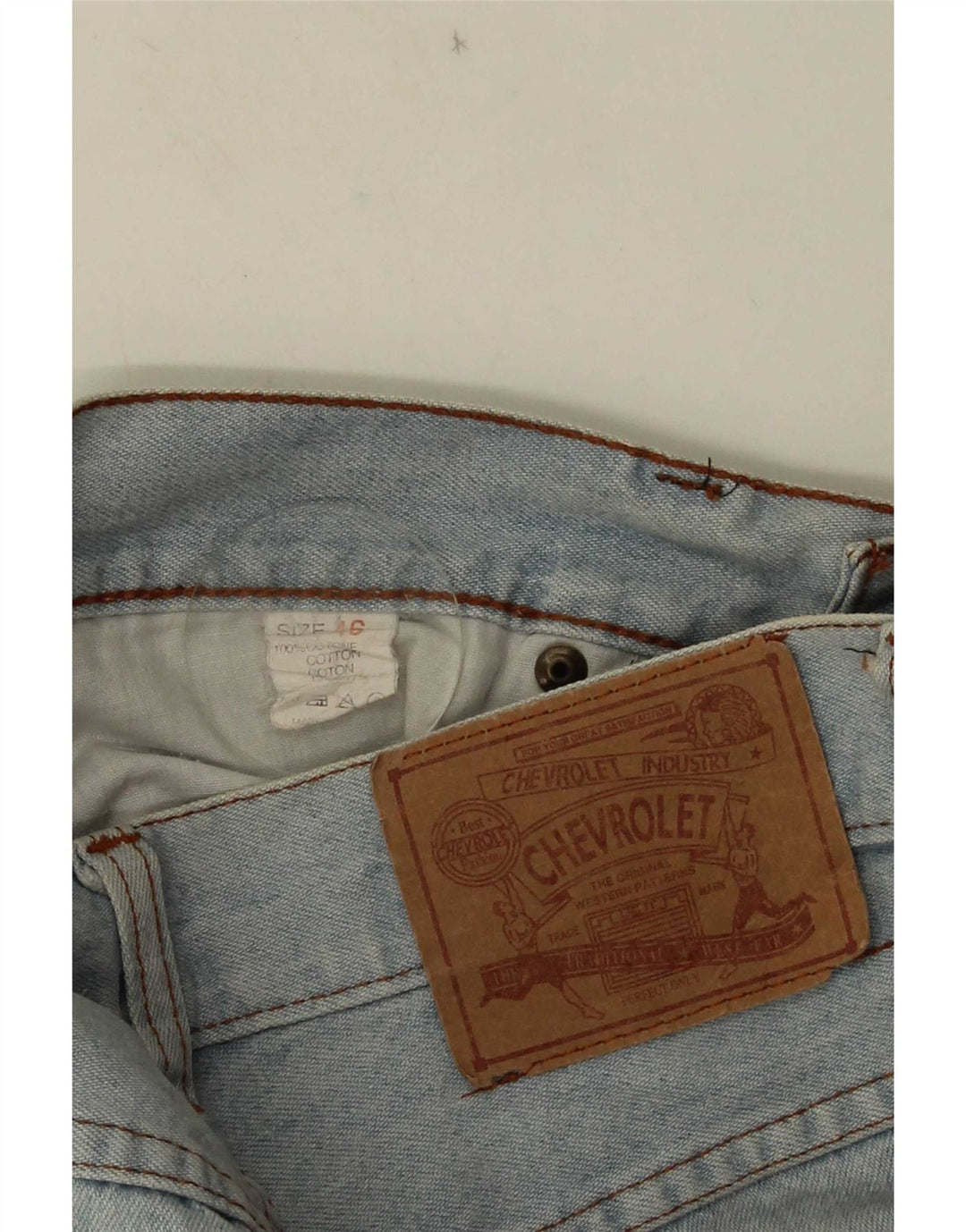 Shorts jeans desgastados masculinos vintage IT 46 algodão azul W28 pequeno