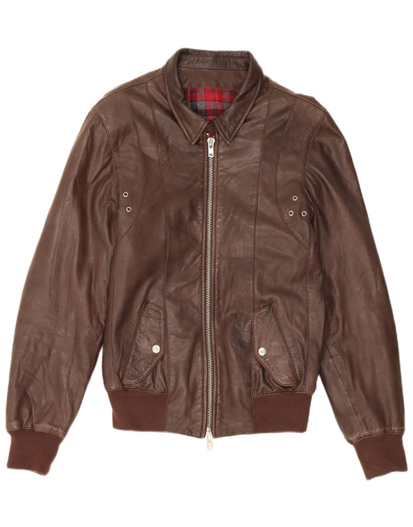 Jaqueta de couro feminina vintage IT 48 XL marrom