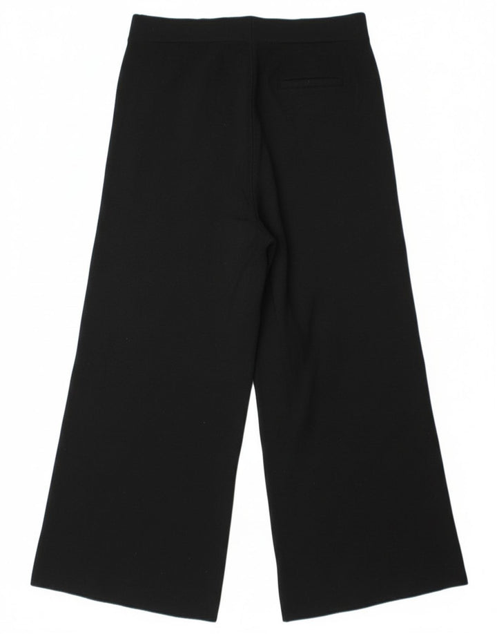 Calça feminina Massimo Dutti com perna larga cortada pequena W28 L25 preta