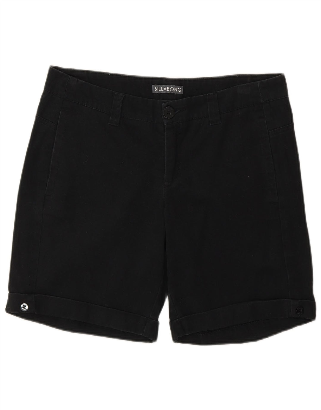Billabong Womens Chino Shorts UK 10 Pequeno W30 Algodão Preto