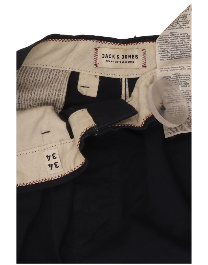 Calça Chino Masculina JACK & JONES W34 L34 Azul Marinho Algodão