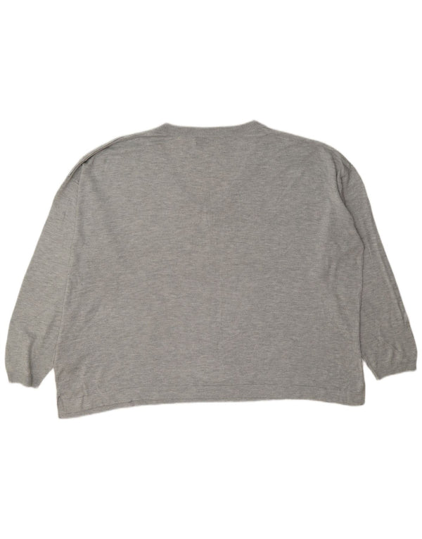 Suéter feminino Marks & Spencer grande com decote em V Reino Unido 18 XL cinza