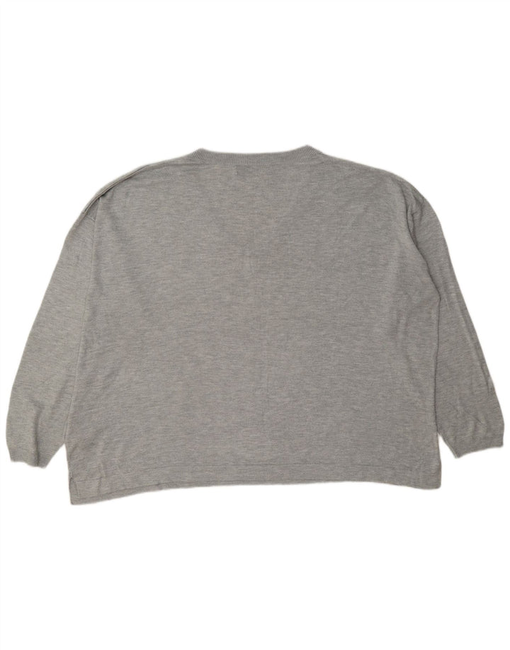 Suéter feminino Marks & Spencer grande com decote em V Reino Unido 18 XL cinza