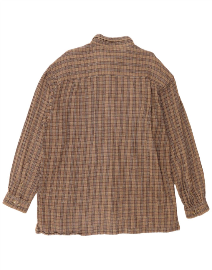 Camisa masculina de flanela Columbia 2XL algodão xadrez marrom