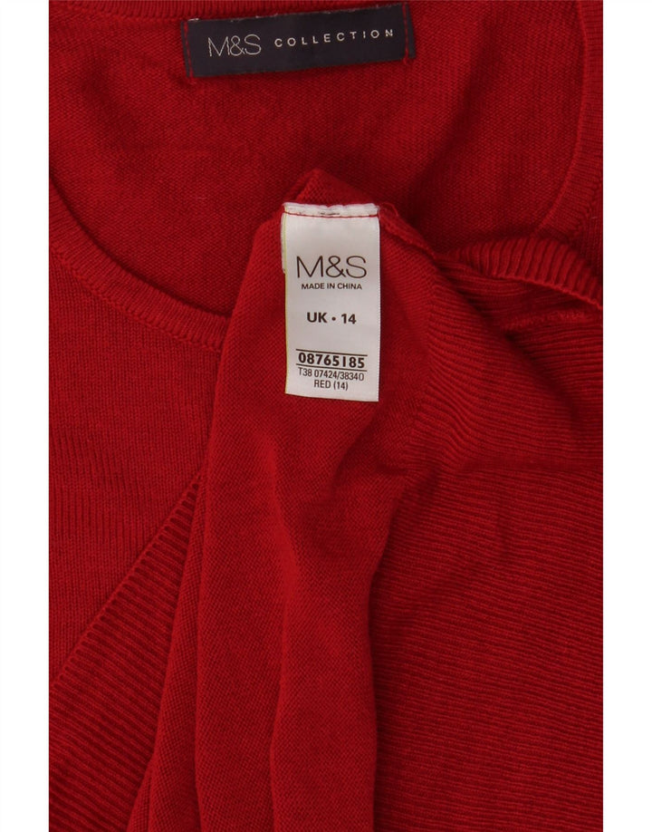Suéter feminino Marks & Spencer com gola redonda Reino Unido 14 grande vermelho