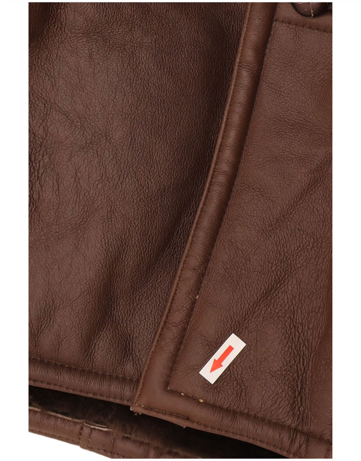 Jaqueta masculina vintage de shearling IT 50 grande marrom shearling
