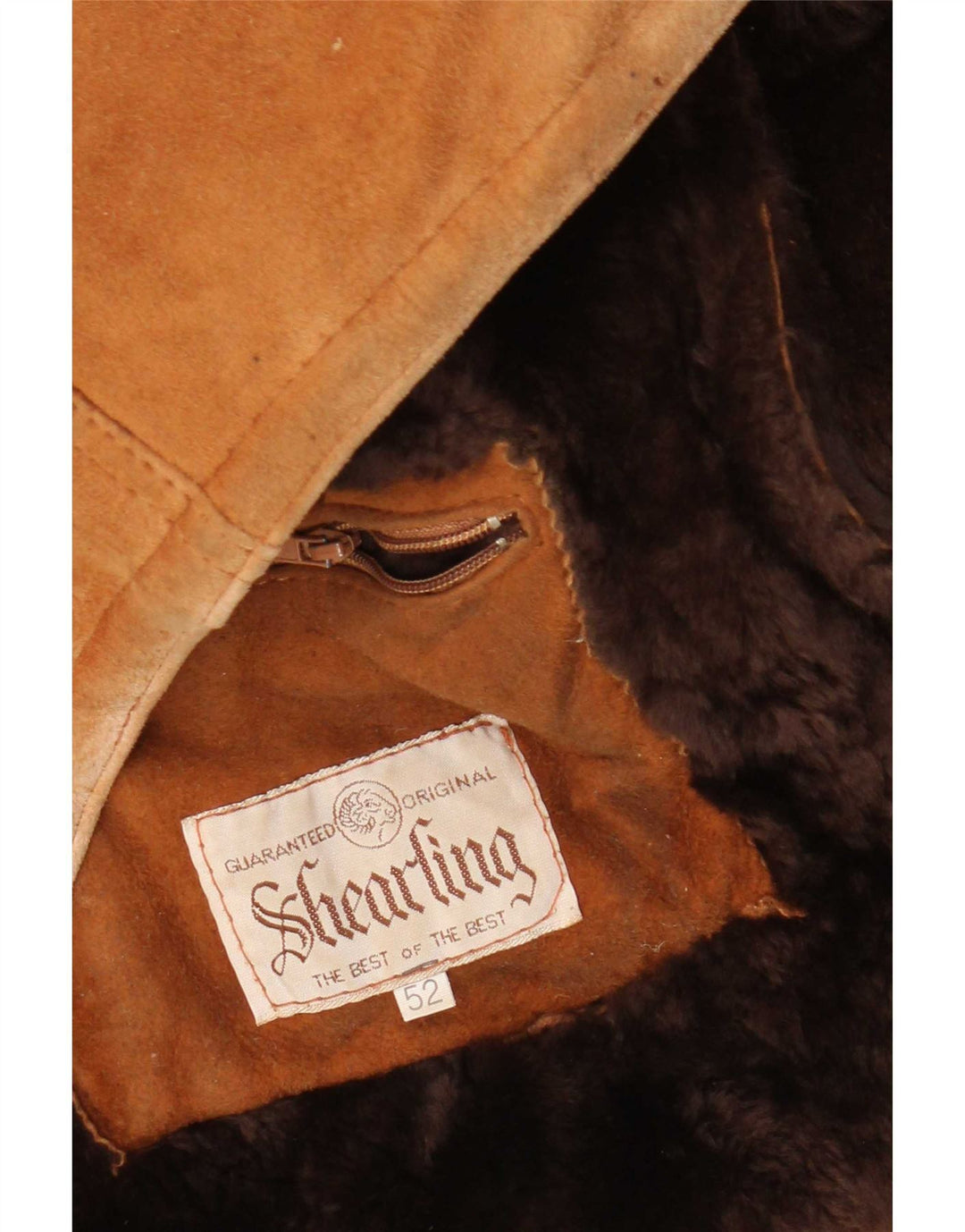 Vintage Mens Shearling Jacket IT 52 XL Brown