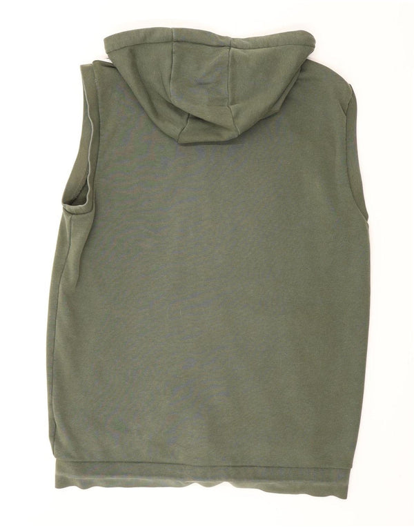 Adidas Womens Sleeveless Zip Hoodie Sweater UK 16 Large Green Cotton