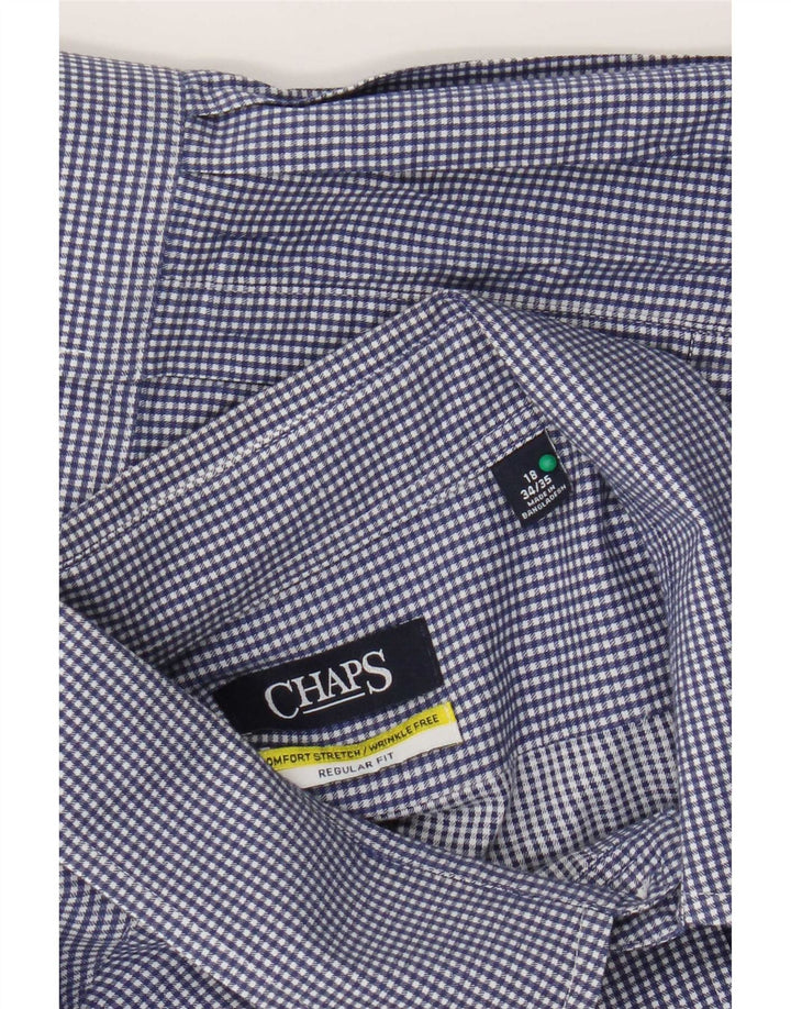 Camisa masculina Chaps Regular Fit tamanho 18 2XL algodão guingão azul