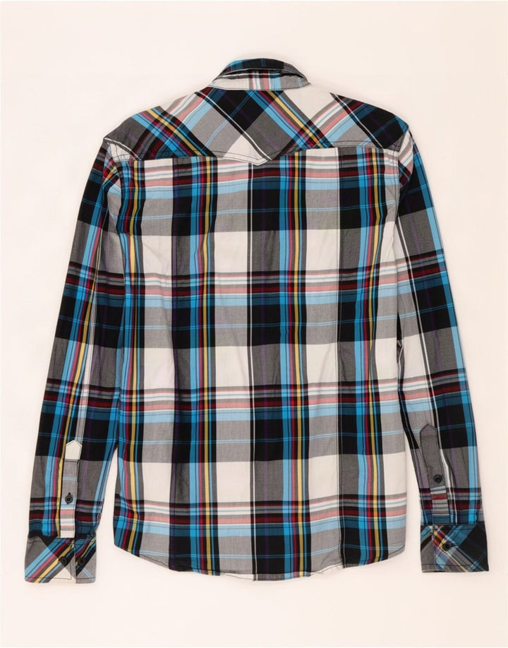 Camisa militar masculina Jack & Jones média xadrez multicolorida de algodão