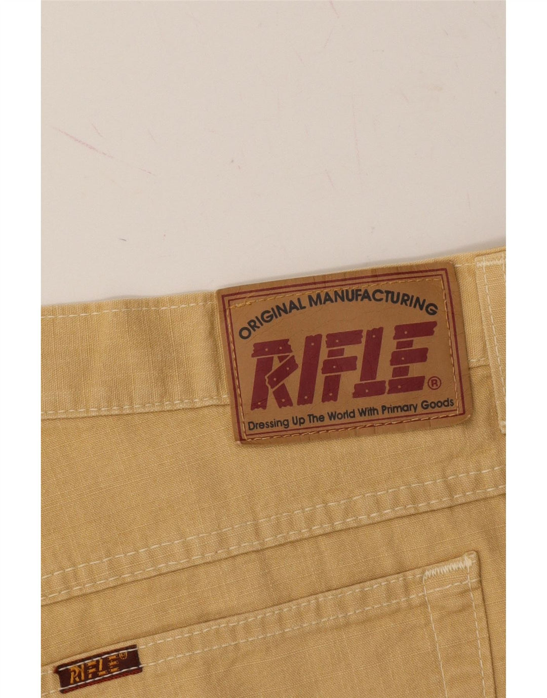 RIFLE Womens Straight Casual Trousers W38 L34 Beige Cotton Vintage Rifle and Second-Hand Rifle from Messina Hembry 