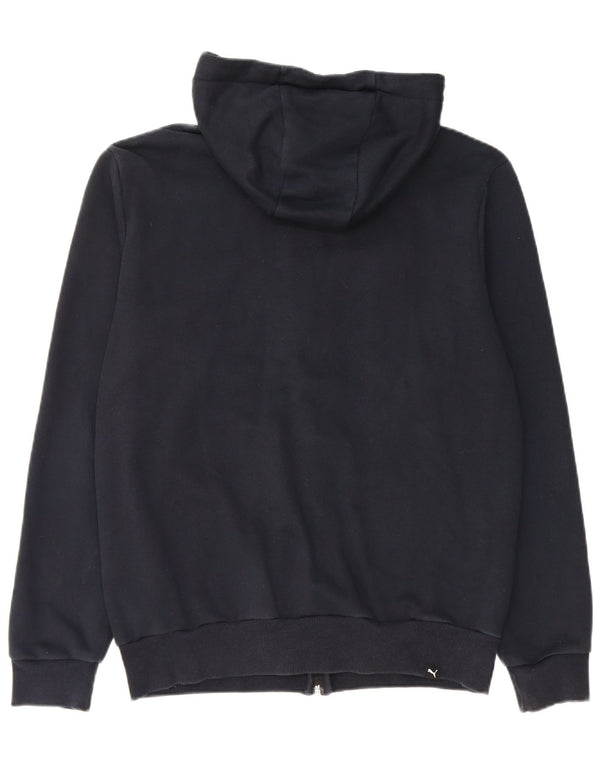 Suéter masculino Puma Graphic Zip com capuz pequeno algodão azul marinho