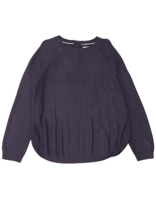 Fat Face Womens Boat Neck Jumper Sweater UK 14 Large Navy Blue Viscose