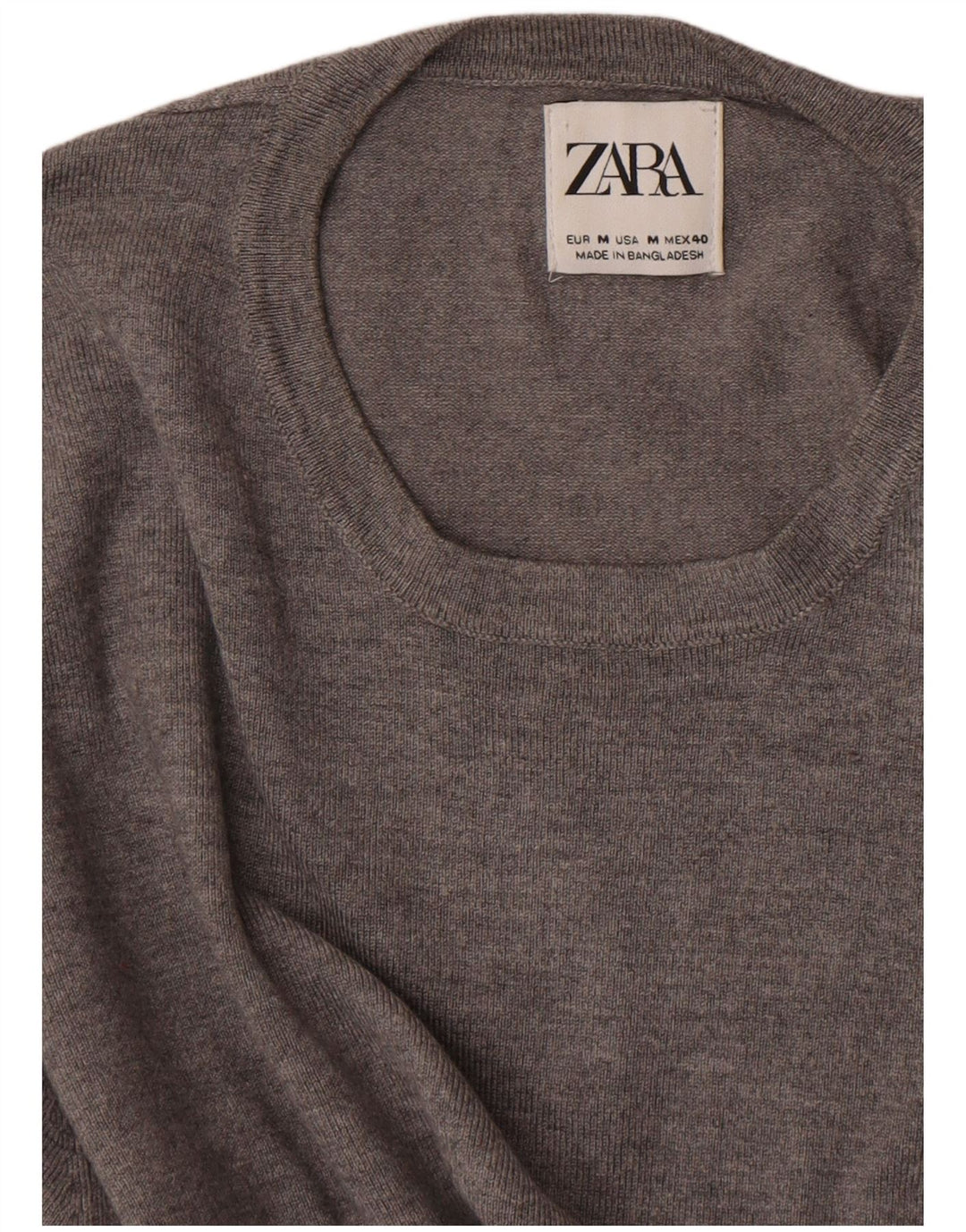 Zara Suéter masculino com gola redonda cinza médio