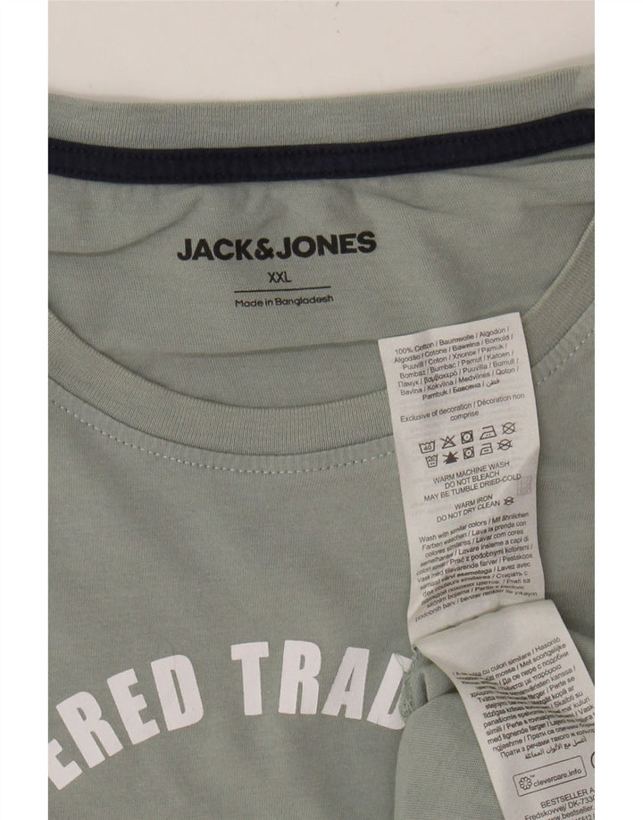 JACK & JONES Mens Graphic T-Shirt Top 2XL Green Cotton Vintage Jack & Jones and Second-Hand Jack & Jones from Messina Hembry 