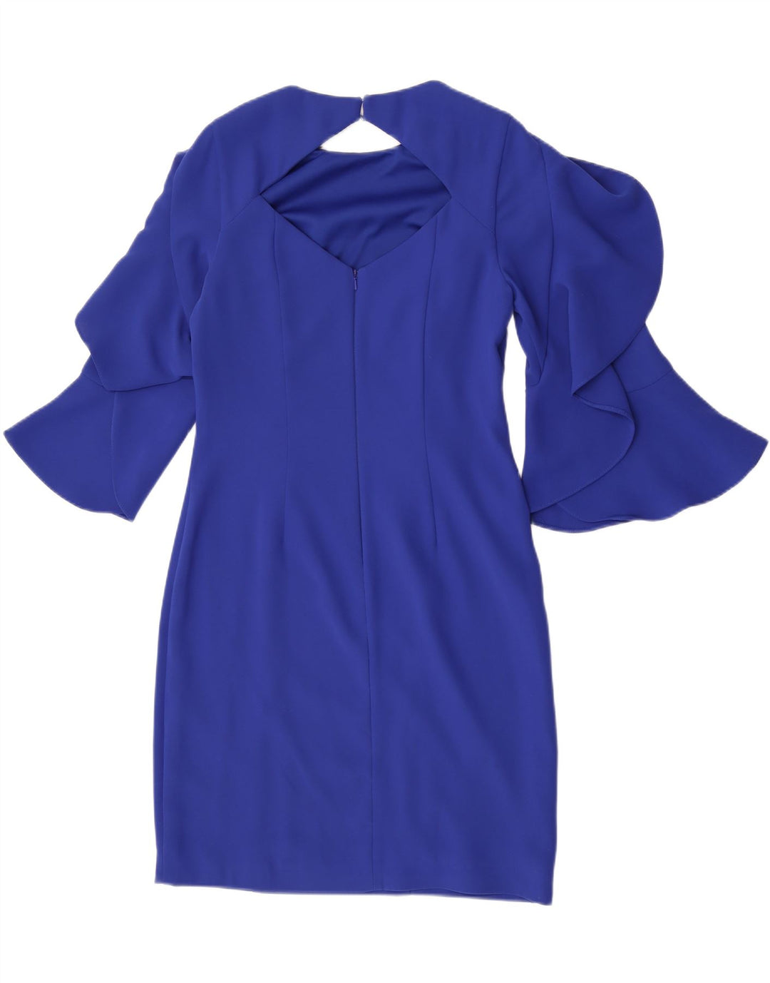 Vestido feminino Coast manga 3/4 com bainha UK 12 poliéster azul médio