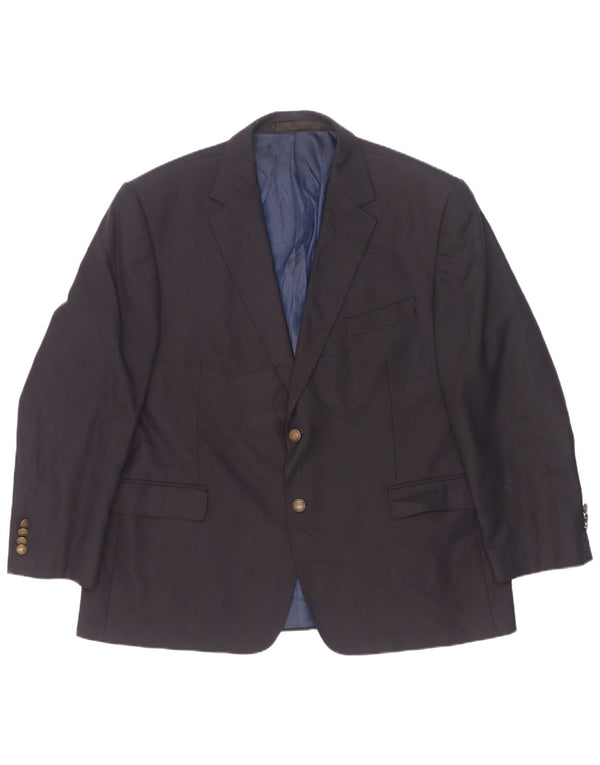 Jaqueta blazer masculina de 2 botões Marks & Spencer Reino Unido 46 XL azul marinho poliéster