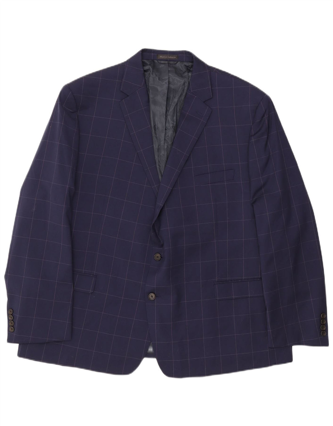 Ralph Lauren Jaqueta blazer masculina de 2 botões IT 52 grande lã xadrez azul marinho
