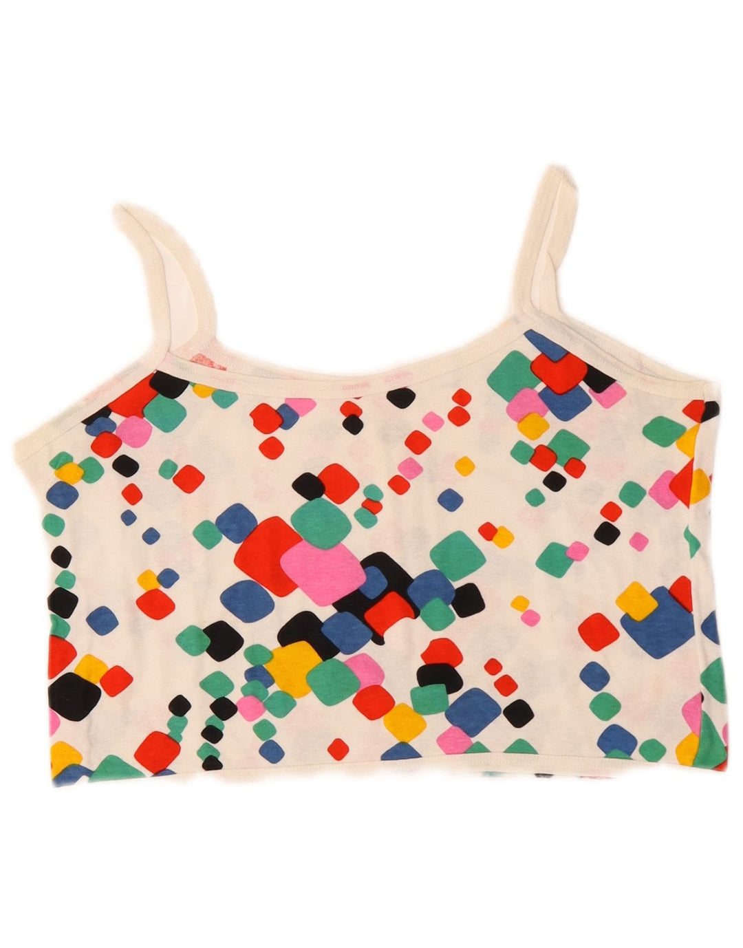 VINTAGE Womens Crop Cami Top UK 10 Pequeno Multicolorido Geométrico