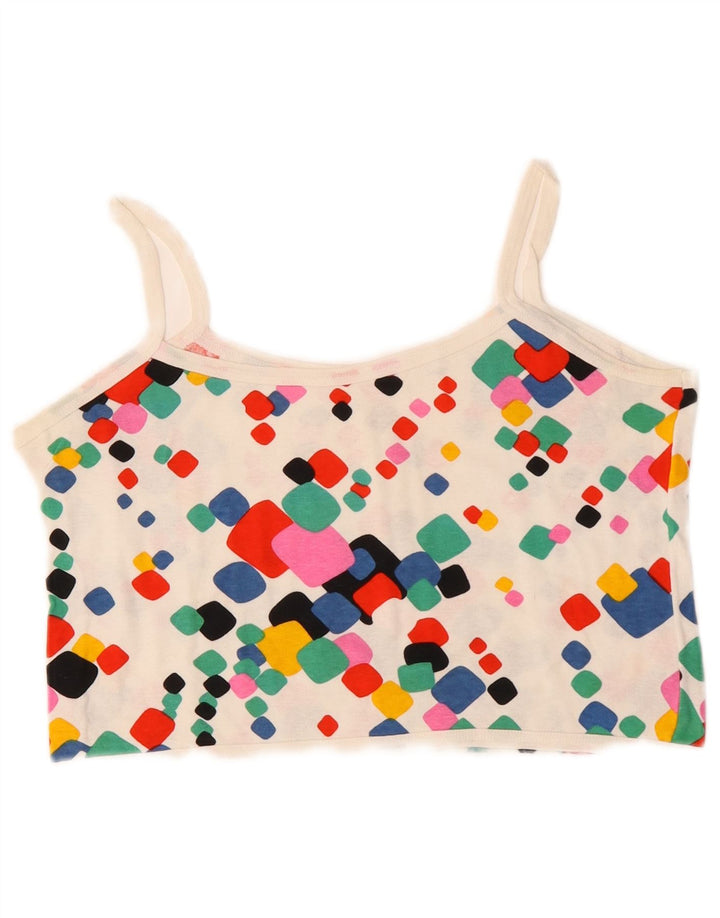 VINTAGE Womens Crop Cami Top UK 10 Pequeno Multicolorido Geométrico