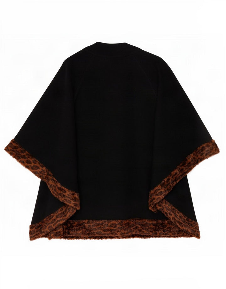 Casaco feminino vintage IT 42 lã com estampa animal preta média