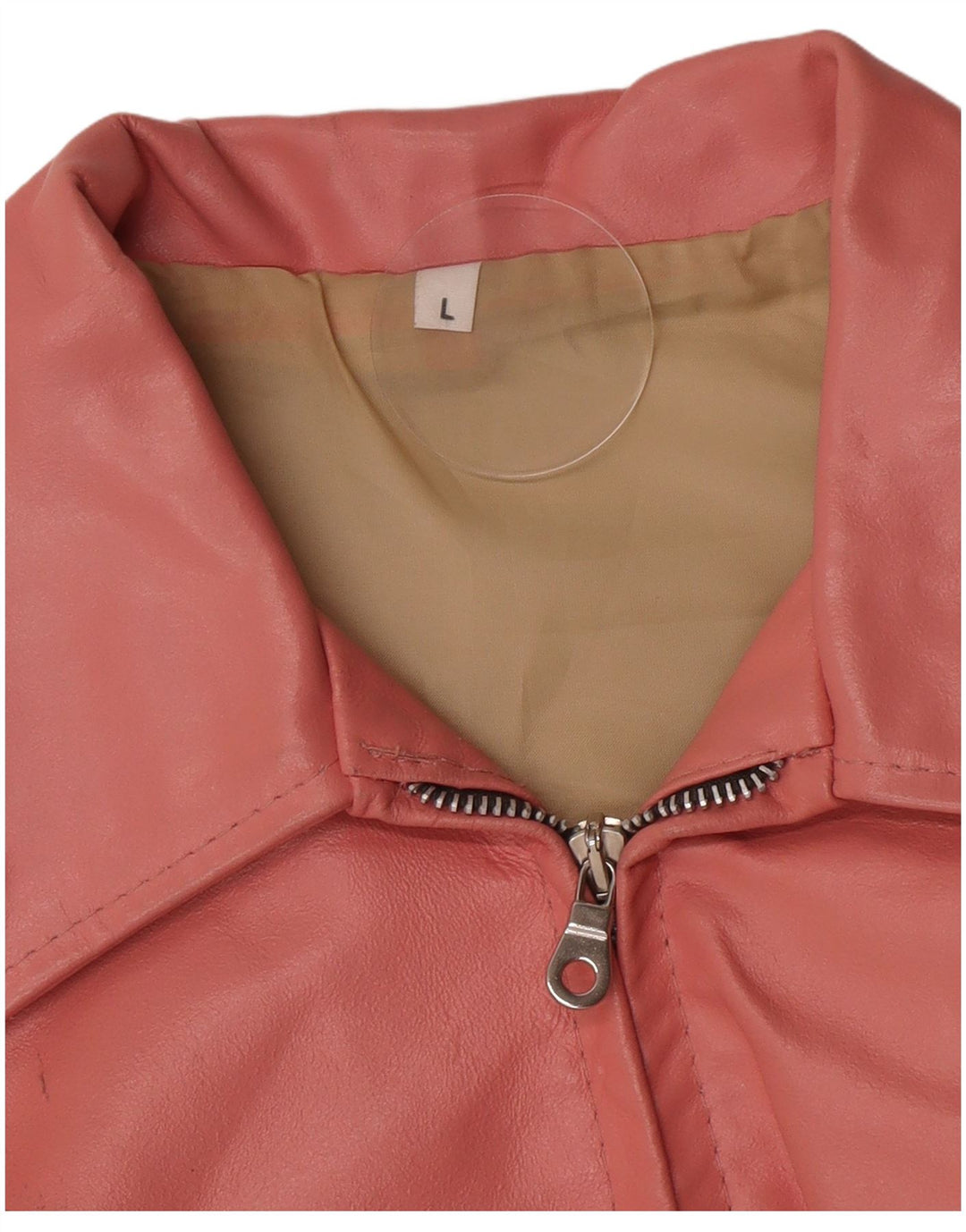 Jaqueta de couro feminina vintage UK 14 grande rosa